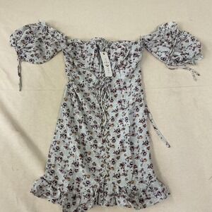 Cellecci floral lace-up mini dress